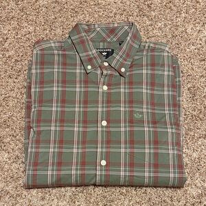 Dockers Men's Red and Green Plaid Shirt